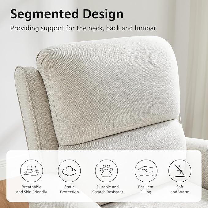 Recliner Chair for Living Room, Modern Reclining Sofa Home Theater Seating with Upholstered Push Back, Mid-Century Reclining Armchair with Lumbar Support, Bedroom, Reading Nook, Office, Set of 2