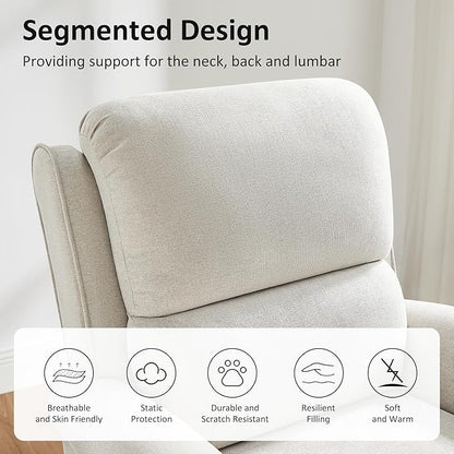 Recliner Chair for Living Room, Modern Reclining Sofa Home Theater Seating with Upholstered Push Back, Mid-Century Reclining Armchair with Lumbar Support, Bedroom, Reading Nook, Office, Set of 2
