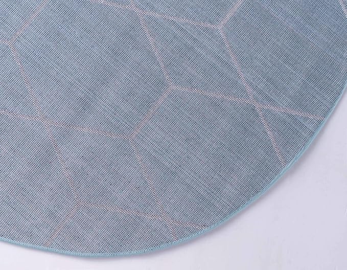 Unique Loom Trellis Frieze Collection Area Rug - Geometric (4' 1" Round, Light Blue/ Ivory)