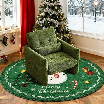 33.9" Accent Chairs, Modern Upgrade Sherpa Fabric Arm Chair Comfy Upholstered Armchair Leisure Single Sofa Chair with a Waist Pillow for Bedroom, Office and Living Room