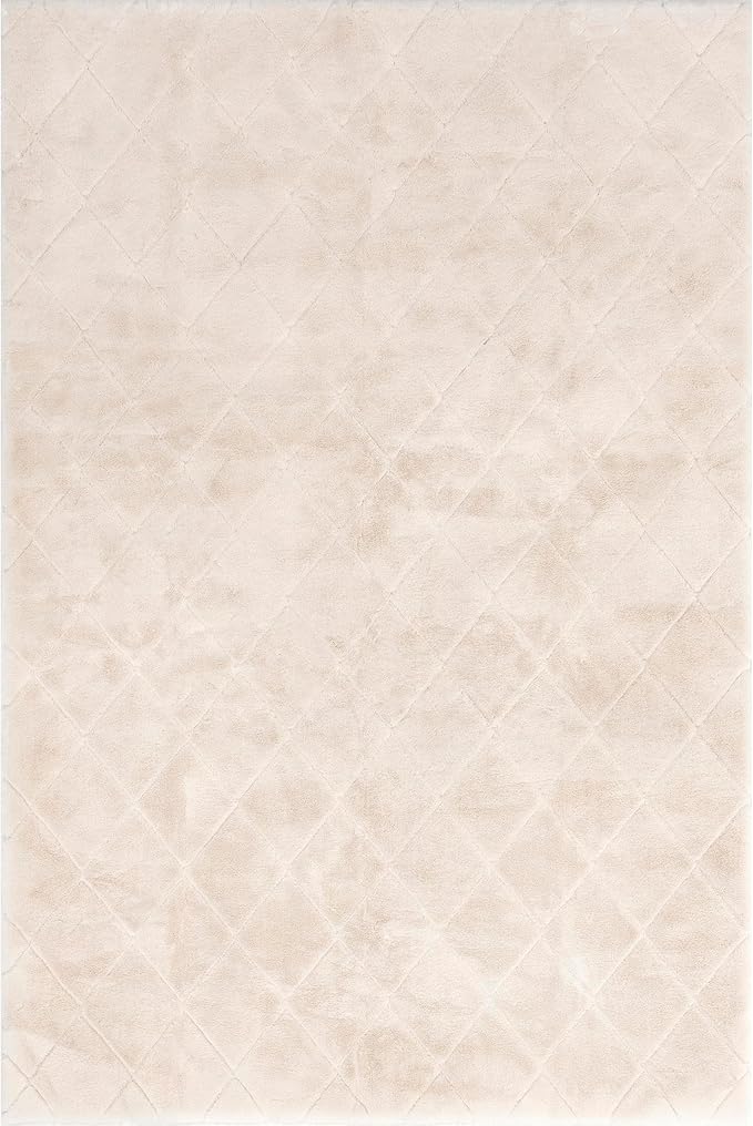 nuLOOM 3'9" x 6' Cozy Plush Area Rug, Machine Washable, Non-Slip, Soft Fluffy Shag Carpet for Living Room Bedroom Kids Room Nursery Home Decor, Amy Beige