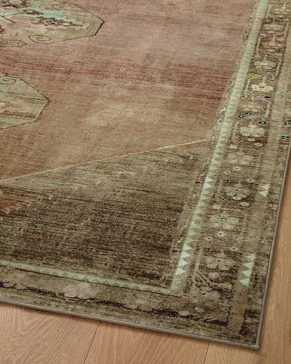 Loloi Magnolia Home by Joanna Gaines Sinclair Collection SIN-06 Clay/Tobacco 3'-6" x 5'-6", .25" Pile Height, Machine Washable, Accent Rug
