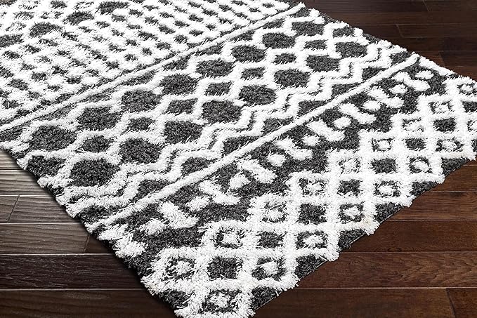 Livabliss Hapsburg Moroccan Shag Area Rug, 5'3" x 7'3", Black/White
