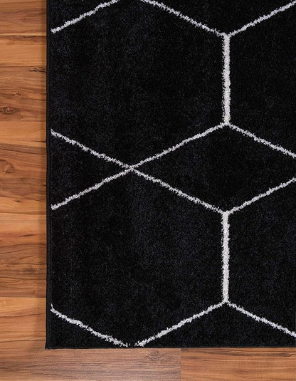 Unique Loom Trellis Frieze Collection Area Rug - Geometric (6' 1" x 9', Black/ Ivory)