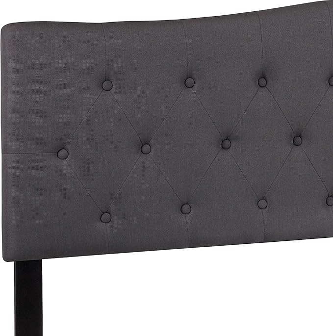 BizChair Tufted Upholstered King Size Headboard in Dark Gray Fabric