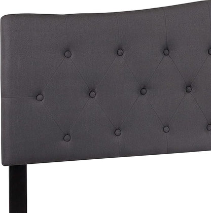 BizChair Tufted Upholstered King Size Headboard in Dark Gray Fabric