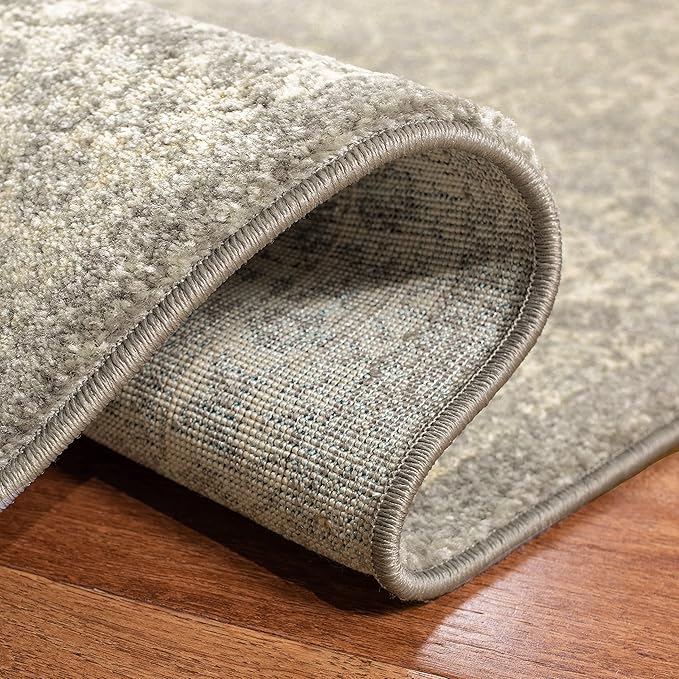 SAFAVIEH Evoke Collection 6'7" x 9' Silver / Ivory EVK256S Oriental Distressed Non-Shedding Living Room Bedroom Dining Home Office Area Rug