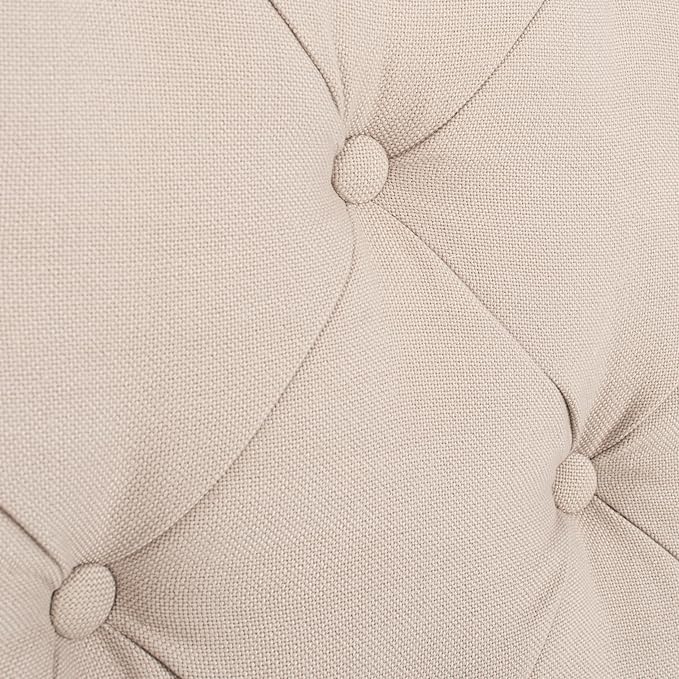 Safavieh Arebelle Taupe Linen Upholstered Tufted Headboard - Silver Nailhead (Queen)