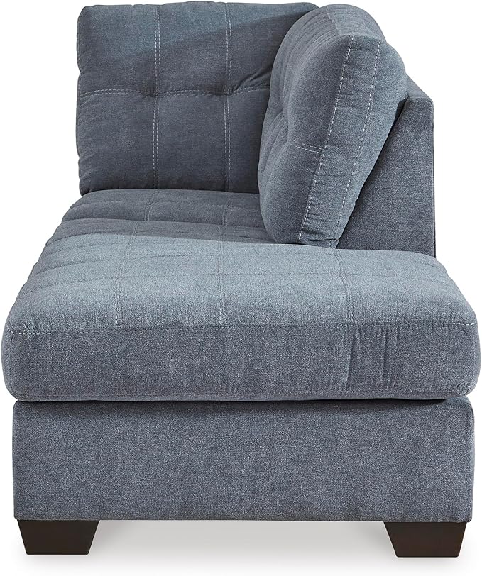 Signature Design by Ashley Marleton Contemporary Right-Arm Facing Tufted 2-Piece Sleeper Sectional with Chaise, Loose Seat Cushions and Bi-Fold Memory Foam Mattress, Full, Blue