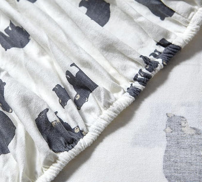Eddie Bauer - Flannel Sheets Queen Size, Anti-Pilling & Wrinkle Resistant Cotton, Touchably Soft for All-Season Comfort - Bed Sheets with Matching Pillowcases & Fitted Sheet (Bear Family Grey)