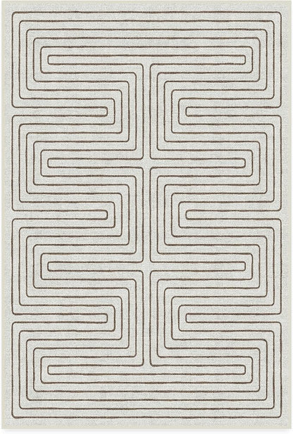 RUGGABLE x Jonathan Adler Machine Washable Modern Area Rug – Labyrinth Camel/Ivory 4x6, Stain-Resistant, Non-Slip – Medium Rugs for Living Room, Bedroom, Hallway, Entryway & Office–with Cushioned Pad