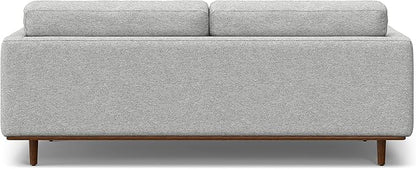 SIMPLIHOME Morrison Mid-Century Modern 89 inch Wide Sofa with Ottoman Set in Mist Grey Woven-Blend Fabric for the Living Room and Family Room