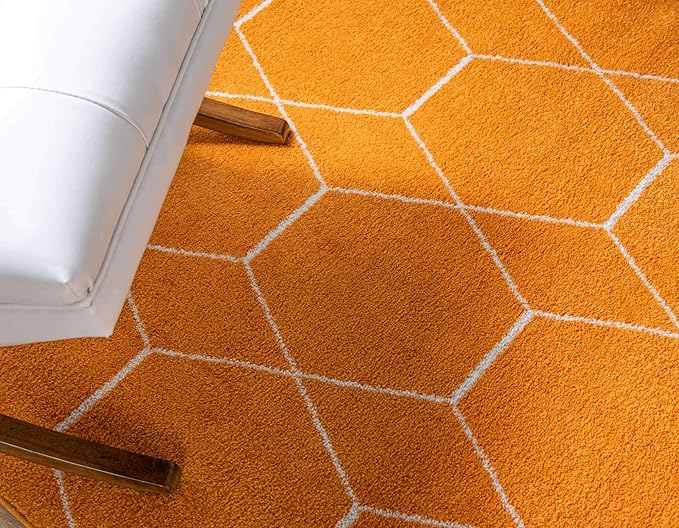 Unique Loom Trellis Frieze Collection Area Rug - Geometric (8' x 11', Orange/ Ivory)
