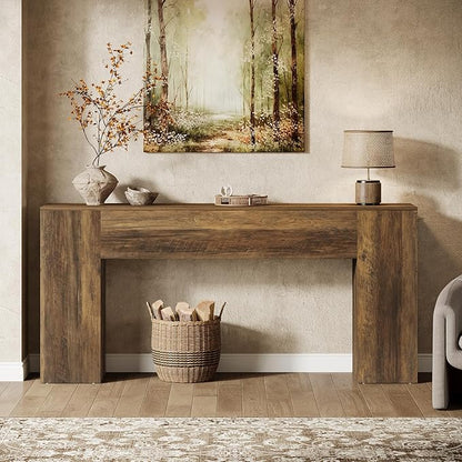 Tribesigns 71-Inch Long Console Table for Entryway, Farmhouse Sofa Console Behind Couch, Entry Table for Hallway, Foyer, Living Room, Brown