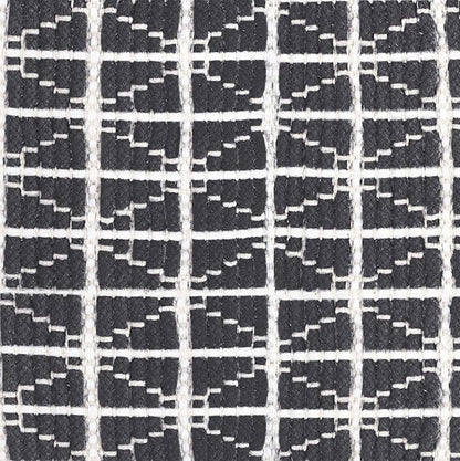 SIMPLIHOME Noreen Boho Square Pouf in Slate Grey and White Handloom Woven Pattern for the Living Room, Bedroom and Kids Room