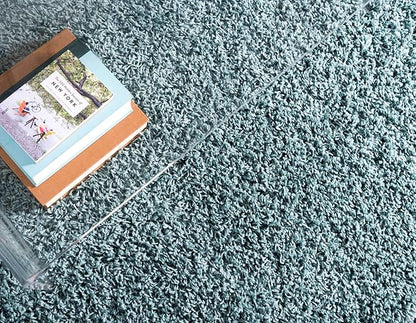 Unique Loom Solid Shag Collection Area Rug (2' 6" x 19' 8" Runner, Light Slate Blue)