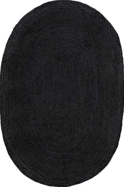nuLOOM Oval 4x6 Rigo Jute Hand Woven Area Rug, Black, Solid Farmhouse Design, Natural Fiber, For Bedroom, Living Room, Dining Room, Hallway, Office, Kitchen, Entryway
