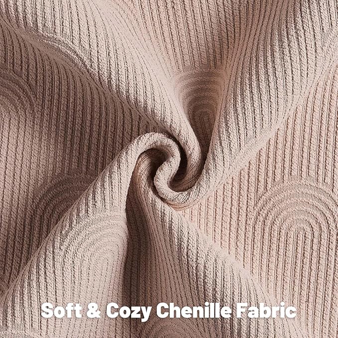 FUTEI Pink Chenille Decorative Throw Pillow Covers 18x18 Inch Set of 2,Soft Cozy Striped Geometric Patterns Cushion Case,Modern Home Decor for Couch Bed Living Room