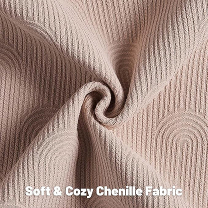 FUTEI Pink Chenille Decorative Throw Pillow Covers 24x24 Inch Set of 2,Soft Cozy Striped Geometric Patterns European Cushion Case,Modern Home Decor for Couch Bed Living Room