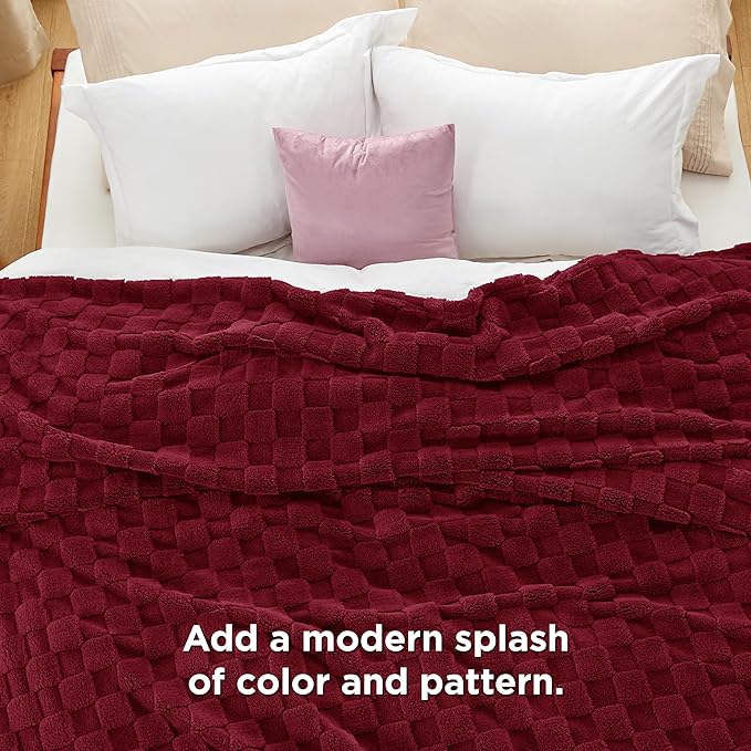 Bedsure GentleSoft Blankets Queen Size for Bed - Super Soft Cozy Blanket for Women Men Girls, Large Fuzzy Fleece Throw for Bedroom Decor, Red, 90x90 Inches