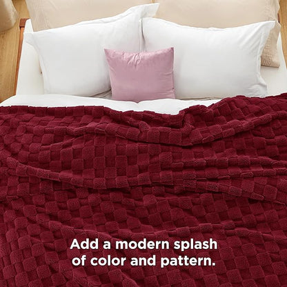 Bedsure GentleSoft Blankets Queen Size for Bed - Super Soft Cozy Blanket for Women Men Girls, Large Fuzzy Fleece Throw for Bedroom Decor, Red, 90x90 Inches