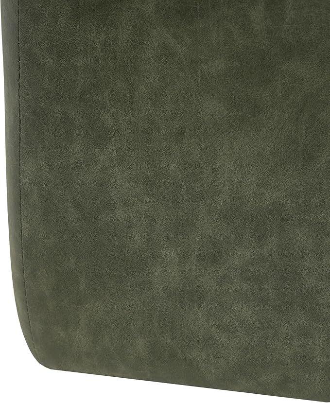 Christopher Knight Home Ellis Faux Leather Ottoman Footstool, Square Pouf Poufee Footrest Ottoman Large Seat, Modern Side Table for Living Room Bedroom Home Decor Gifts, Green