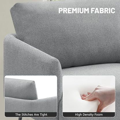 Oversized Accent Chair for Living Room Chairs Reading Arm Chair Comfy Modern Single Sofa Side Chairs with Metal Legs & Soft Cushion for Bedroom, Waiting Room (Polyster Light Grey, Set of 1)