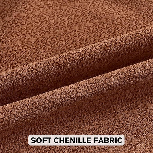 FUTEI Rust Chenille Throw Pillow Covers 16x16 Inch Set of 2,Soft Striped & Diamond Textured Cushion Cases,Modern Home Decor for Couch Living Room