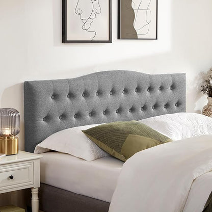 Tufted Upholstered Headboard California King Size, Sturdy and Durable Solid Wood Bed headboard, Fabric Headboard Adjustable Height from 37” to 51”, Button Diamond Design Head Board, Grey