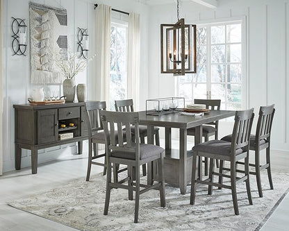Signature Design by Ashley Hallanden Modern Farmhouse Counter Upholstered Barstool, Set of 2, Comb-back Design, Solid Wood, 25.75" , Dark Gray