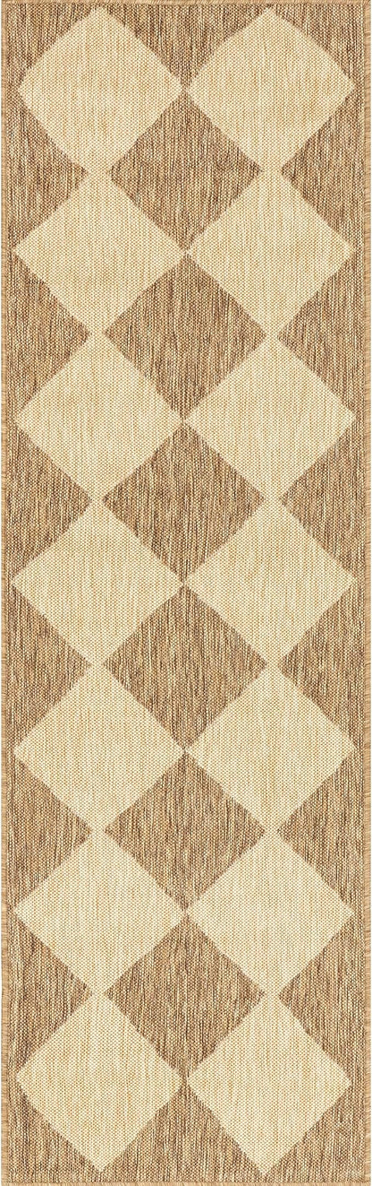 nuLOOM Outdoor Performance Collection Sabina Brown/Ivory, 2' x 10', Soft and Cozy, High Traffic, Stain Resistant, Easy Clean, Durable Runner for Indoor/Outdoor Patio, Deck, Porch, Garden, Courtyard