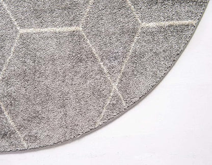 Unique Loom Trellis Frieze Collection Area Rug - Geometric (4' 1" Round Light Gray/Ivory)