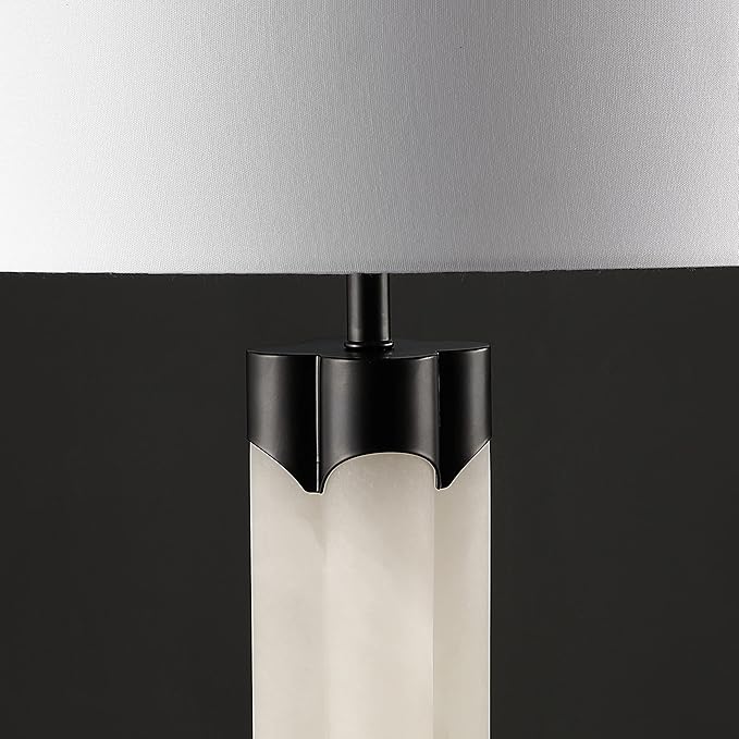 SAFAVIEH Couture Lighting Collection Chavez Alabaster/Black 28-inch Bedroom Living Room Home Office Desk Nightstand Table Lamp (LED Bulb Included)