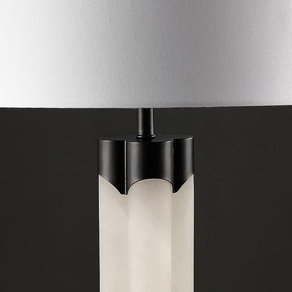 SAFAVIEH Couture Lighting Collection Chavez Alabaster/Black 28-inch Bedroom Living Room Home Office Desk Nightstand Table Lamp (LED Bulb Included)
