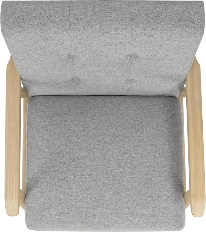 Mid-Century Modern Accent Chair, Natural Wood Frame (Gray Woven)