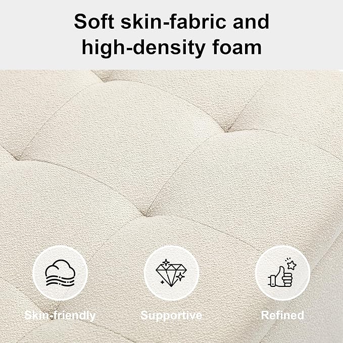 Square Ottoman with Storage Tufted Upholstered Storage Ottoman Square Coffee Table Ottomans with Legs 28’’ Large Fabric Footrest Ottomans Stool with Lift Top for Living Room Beige