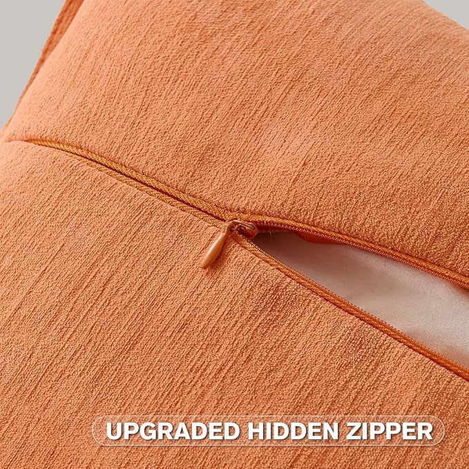 FUTEI Orange Chenille Throw Pillow Covers 12x20 Inch Set of 2,Edges Double-Stitched Lumbar Pillow Cases,Modern Home Decor for Couch Living Room