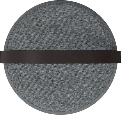 SIMPLIHOME Ramsay 16 inch Wide Contemporary Irregular Footstool in Grey Linen Look Fabric, Fully Assembled for the Living Room