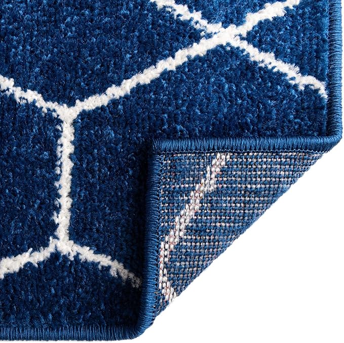 Unique Loom Trellis Frieze Collection Area Rug - Geometric (6' 1" x 9', Navy Blue/ Ivory)
