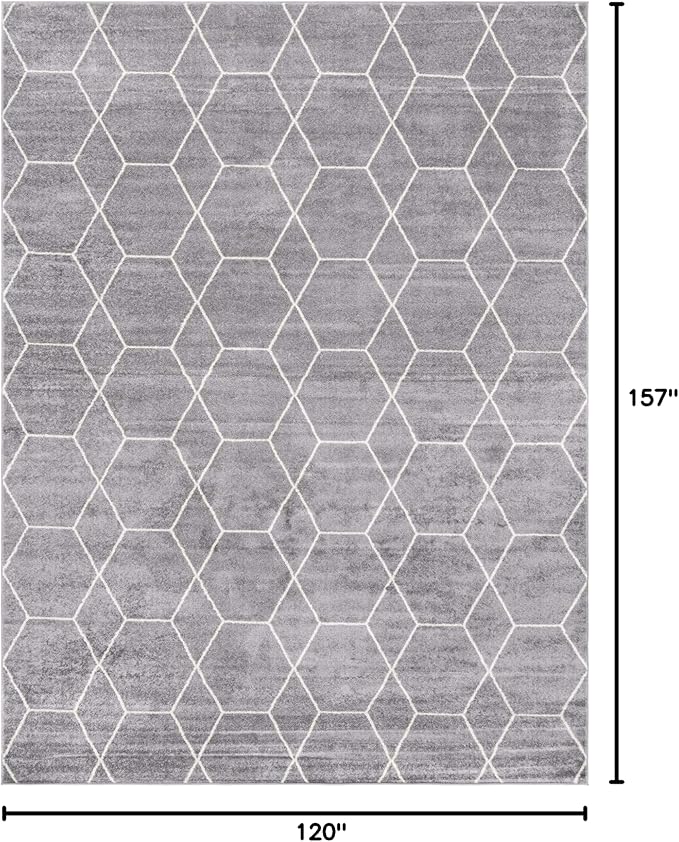 Unique Loom Trellis Frieze Collection Area Rug - Geometric (10' x 13', Light Gray/ Ivory)