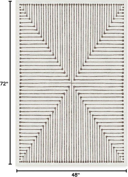 RUGGABLE x Jonathan Adler Machine Washable Modern Area Rug – Inkdrop Camel & Ivory 4x6, Stain-Resistant, Non-Slip – Medium Rugs for Living Room, Bedroom, Hallway, Entryway & Office–with Cushioned Pad