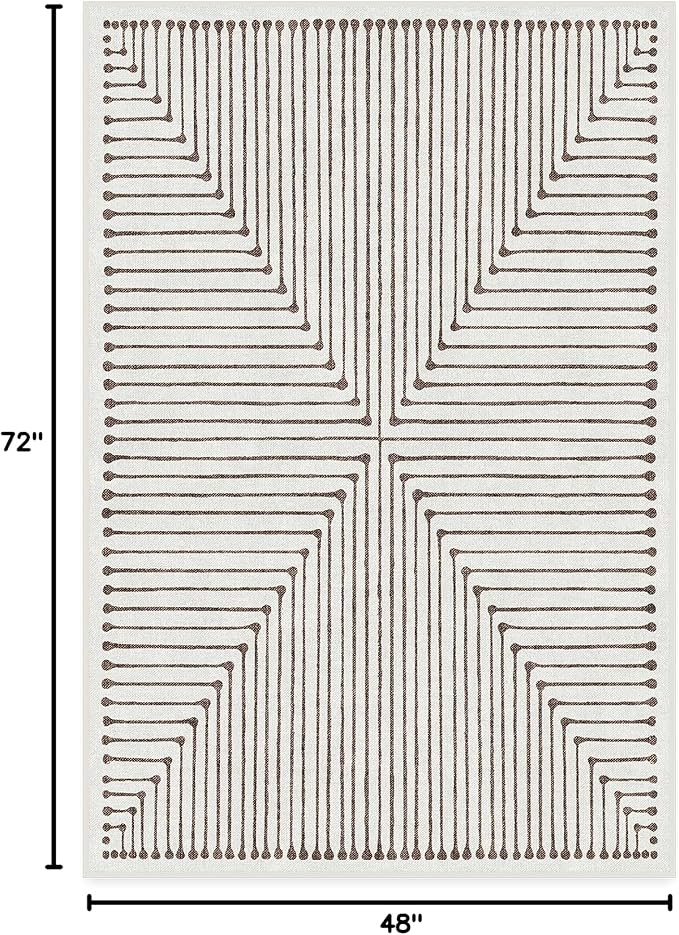 RUGGABLE x Jonathan Adler Machine Washable Modern Area Rug – Inkdrop Camel & Ivory 4x6, Stain-Resistant, Non-Slip – Medium Rugs for Living Room, Bedroom, Hallway, Entryway & Office–with Standard Pad