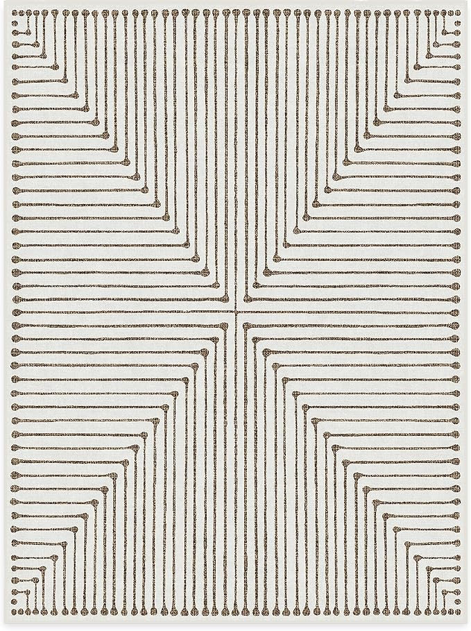 RUGGABLE x Jonathan Adler Machine Washable Modern Area Rug – Inkdrop Camel & Ivory 9x12, Stain-Resistant, Non-Slip – Large Rugs for Living Room, Bedroom, Hallway, Entryway & Office–with Standard Pad