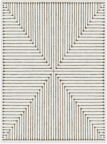 RUGGABLE x Jonathan Adler Machine Washable Modern Area Rug – Inkdrop Camel & Ivory 9x12, Stain-Resistant, Non-Slip – Large Rugs for Living Room, Bedroom, Hallway, Entryway & Office–with Standard Pad