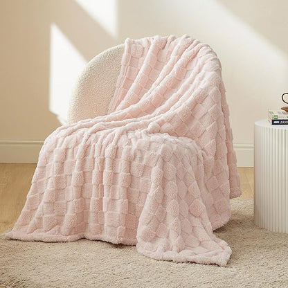 Bedsure GentleSoft Twin Blanket for Bed Light Pink - Super Soft Cozy Blankets for Women Men Girls, Cute Fuzzy Fleece Throws for Bedroom Couch, 60x80 Inches