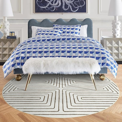 RUGGABLE x Jonathan Adler Machine Washable Area Rug – Labyrinth Camel/Ivory 6 ft Round, Stain-Resistant, Non-Slip – Medium Rugs for Living Room, Bedroom, Hallway, Entryway & Office–with Standard Pad