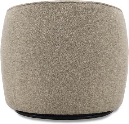 Swivel Accent Chair, Modern Upholstered Boucle Barrel Arm Chairs with Pillow for Living Room, 360 Degree Round Swivel Sherpa Armchair with Round Base for Bedroom Club (1, Light Brown)