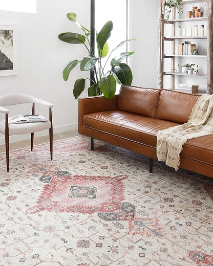 Loloi Skye Collection SKY-02 Ivory/Berry 2'-6" x 12'-0" Runner Rug