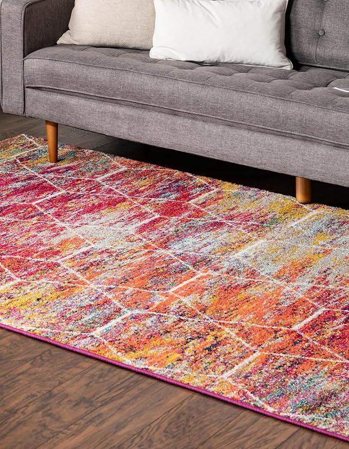 Unique Loom Trellis Frieze Collection Area Rug - Geometric (3' 3" x 5' 3", Multi/ Ivory)