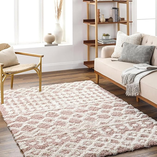 Livabliss Hapsburg Moroccan Shag Area Rug,6'7" x 9'6",Dusty Pink